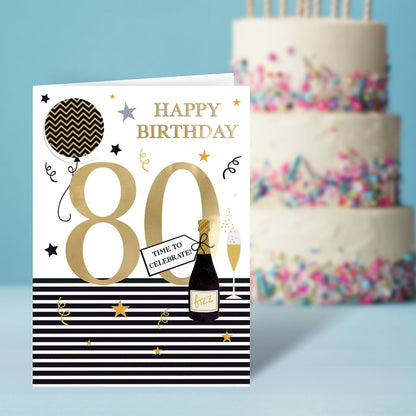 80th Birthday For Him Shine, Celebrate, Fun! Contemporary Birthday Card