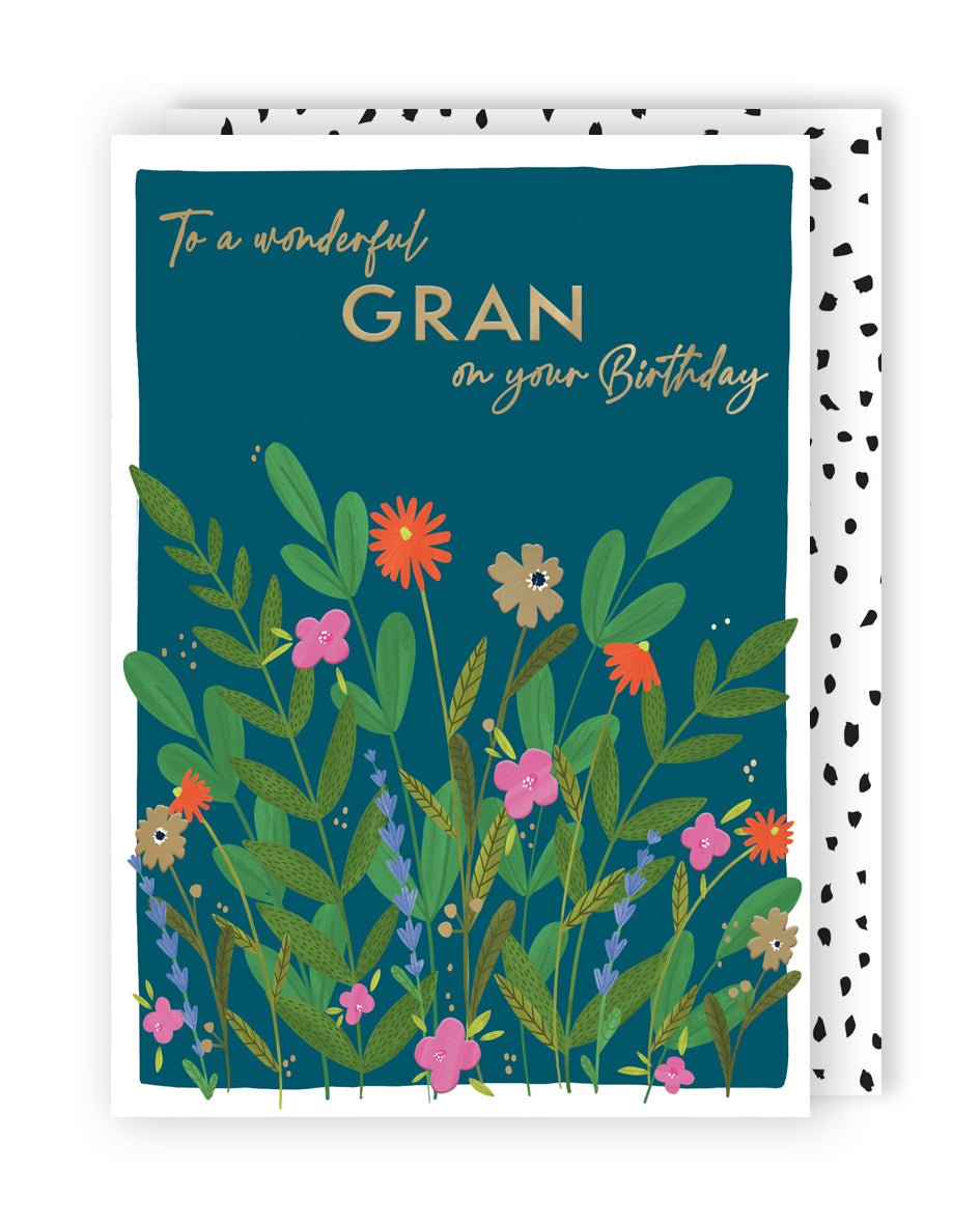 Wonderful Gran On Your Birthday Flower Power! Contemporary Birthday Card