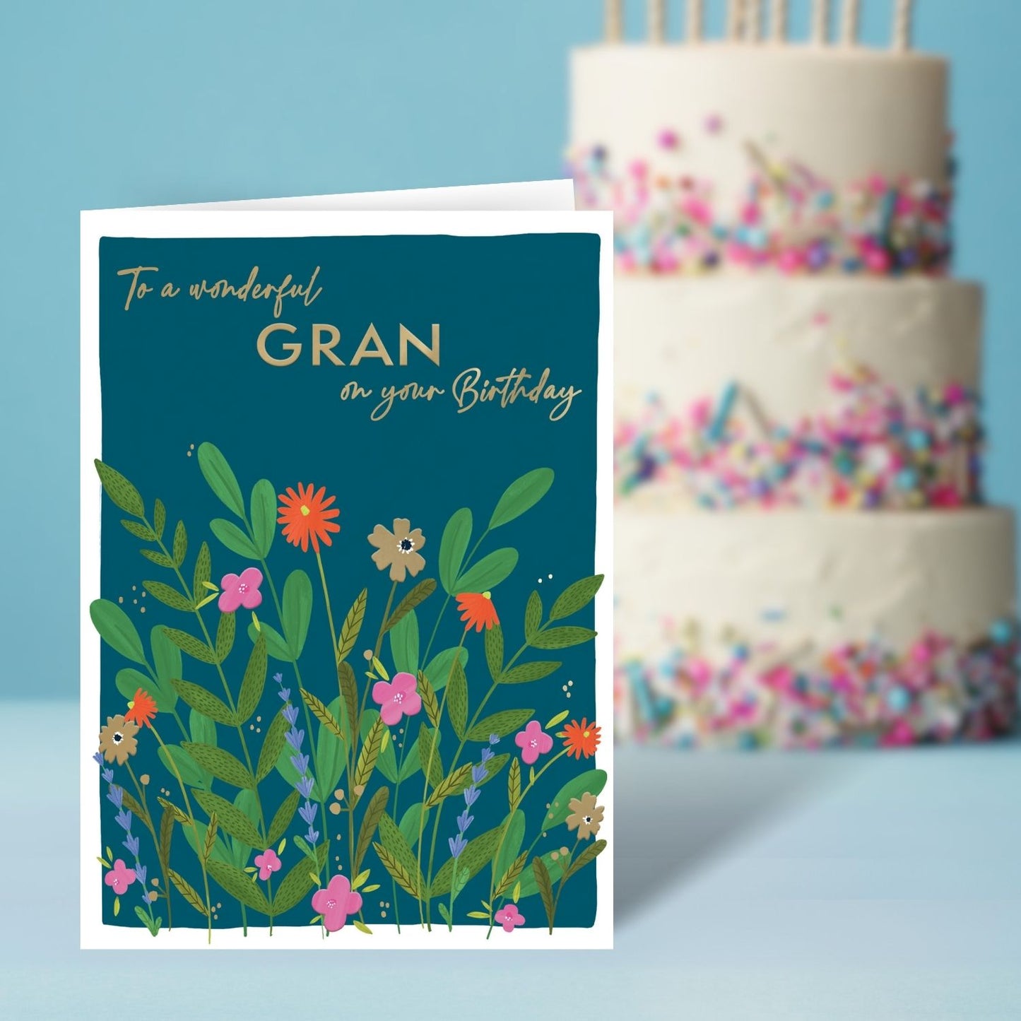 Wonderful Gran On Your Birthday Flower Power! Contemporary Birthday Card