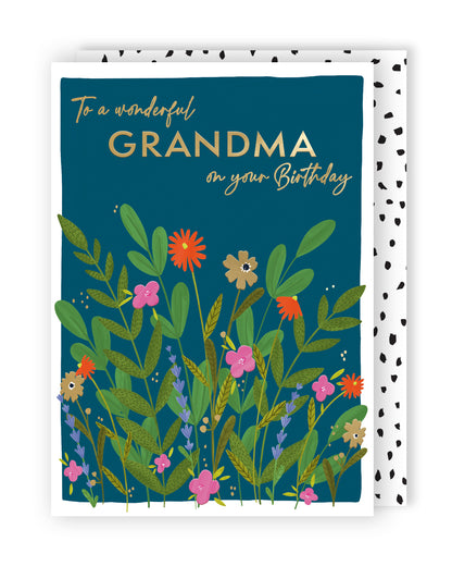 Wonderful Grandma On Your Birthday Flower Power! Contemporary Birthday Card