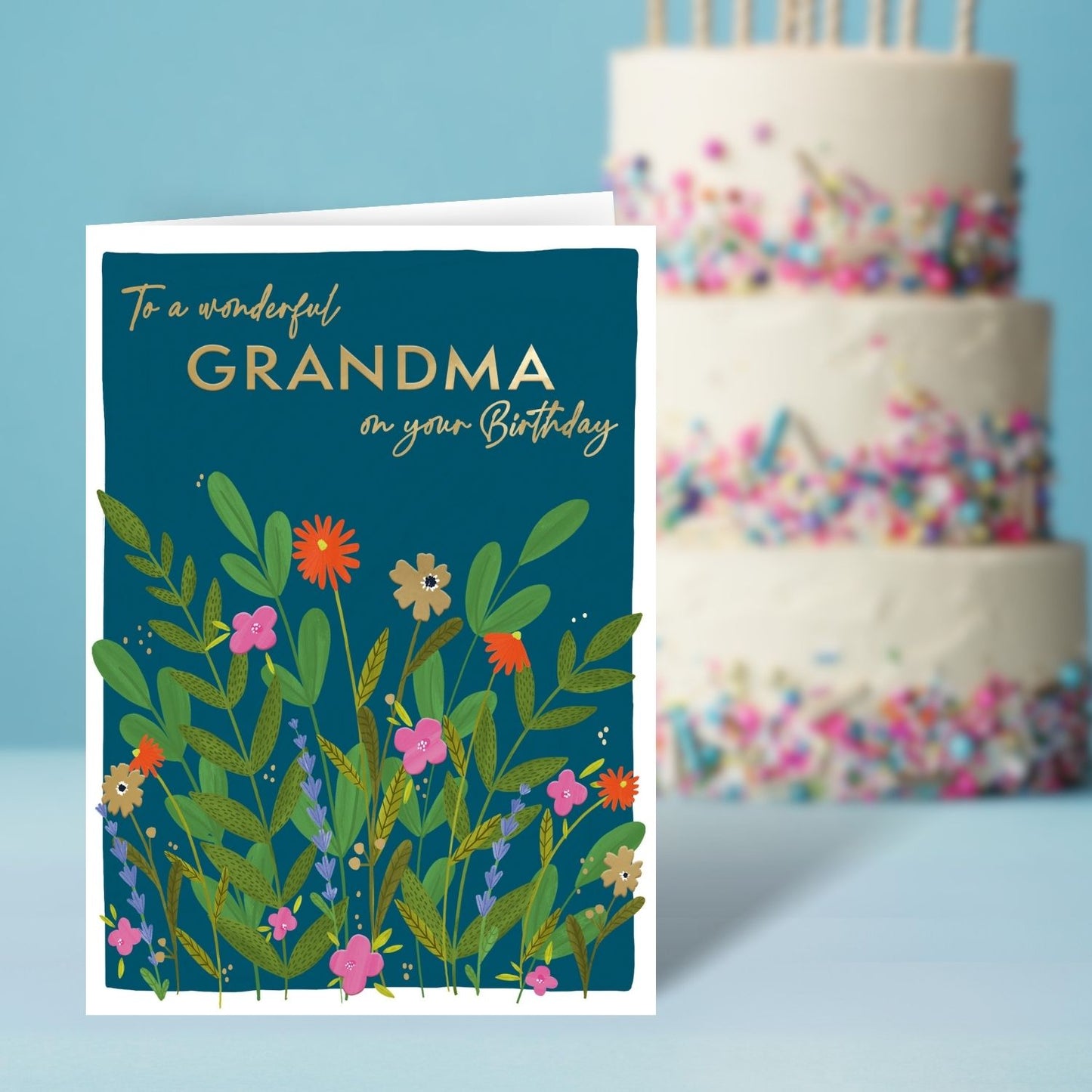 Wonderful Grandma On Your Birthday Flower Power! Contemporary Birthday Card