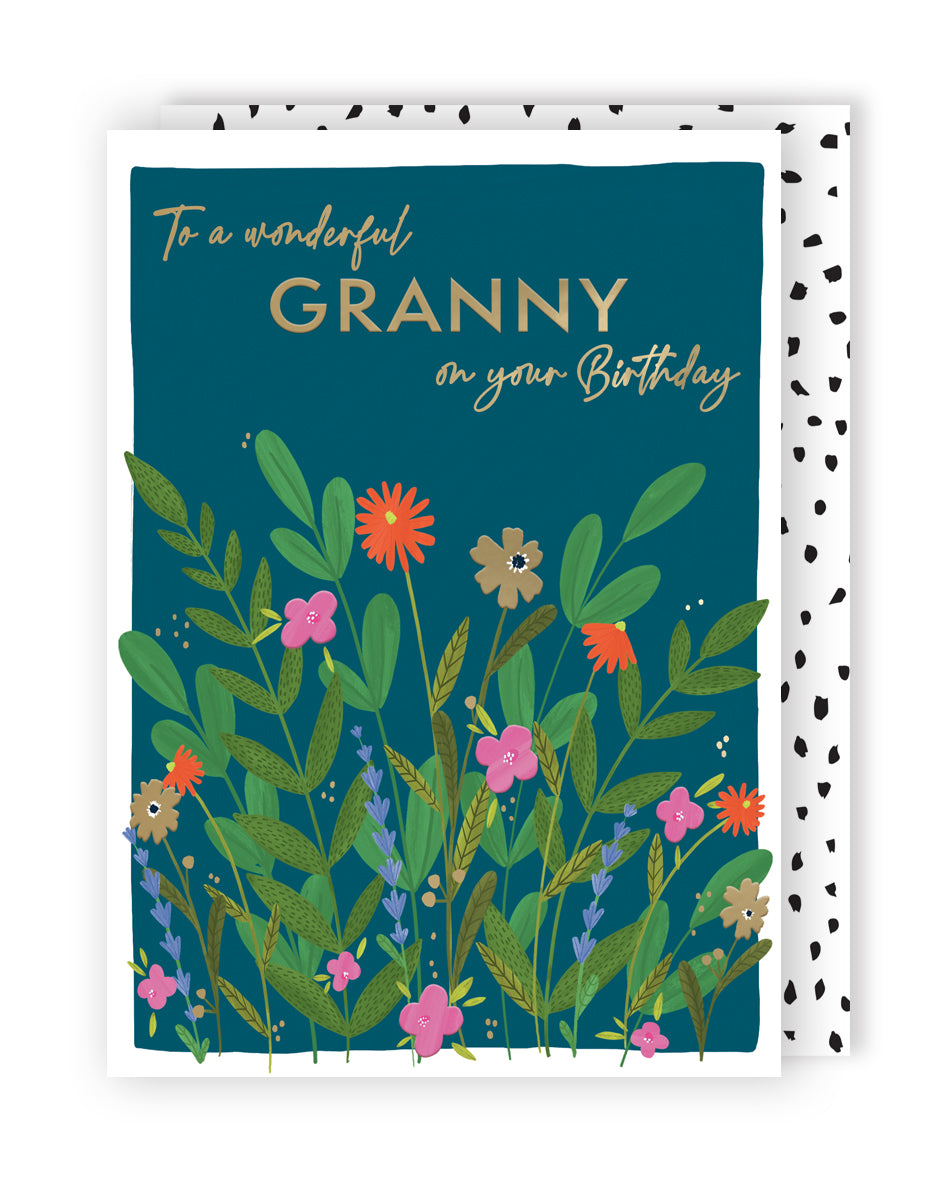 Wonderful Granny On Your Birthday Flower Power! Contemporary Birthday Card