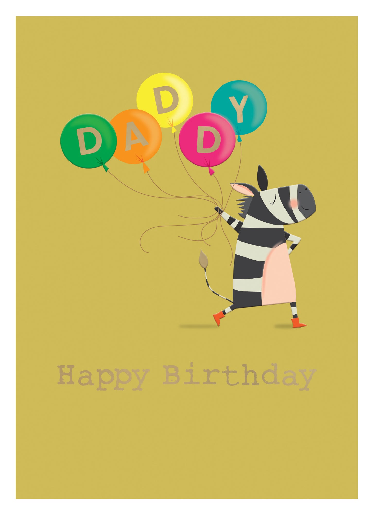 Daddy Happy Birthday Zany Zebra Fun! Contemporary Birthday Card
