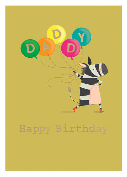 Daddy Happy Birthday Zany Zebra Fun! Contemporary Birthday Card