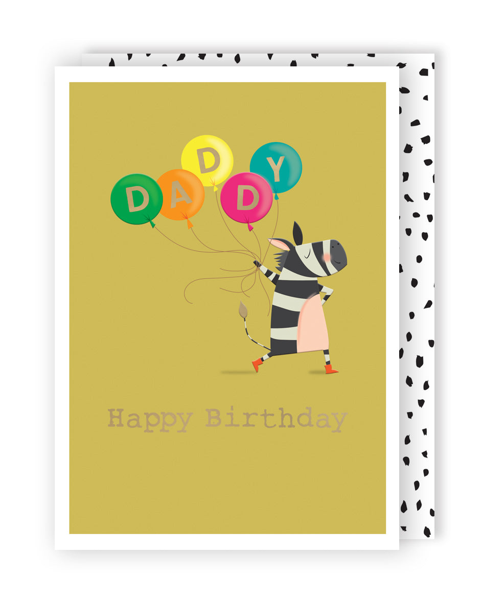 Daddy Happy Birthday Zany Zebra Fun! Contemporary Birthday Card