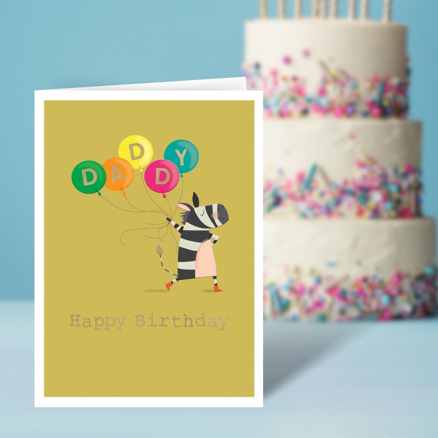 Daddy Happy Birthday Zany Zebra Fun! Contemporary Birthday Card