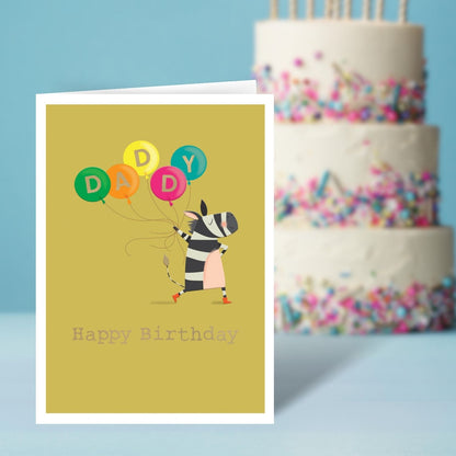 Daddy Happy Birthday Zany Zebra Fun! Contemporary Birthday Card