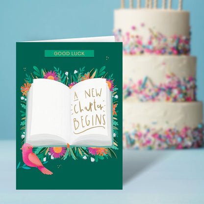 Good Luck A New Chapter Magical Adventures Await! Good Luck Greeting Card