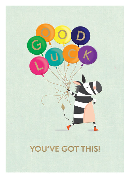 Good Luck You've Got This Zany Zebra Fun! Contemporary Good Luck Greeting Card