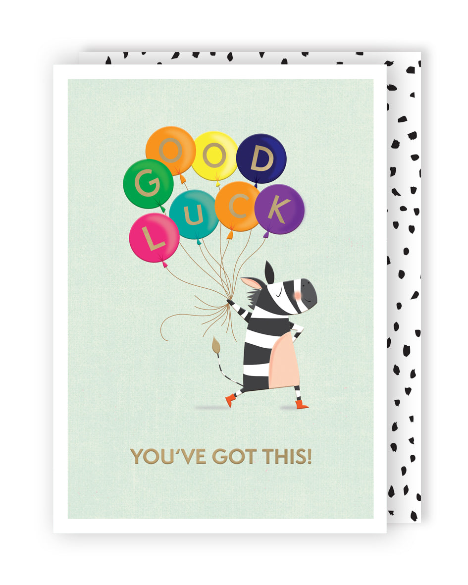 Good Luck You've Got This Zany Zebra Fun! Contemporary Good Luck Greeting Card
