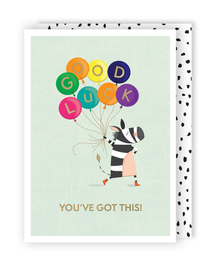 Good Luck You've Got This Zany Zebra Fun! Contemporary Good Luck Greeting Card