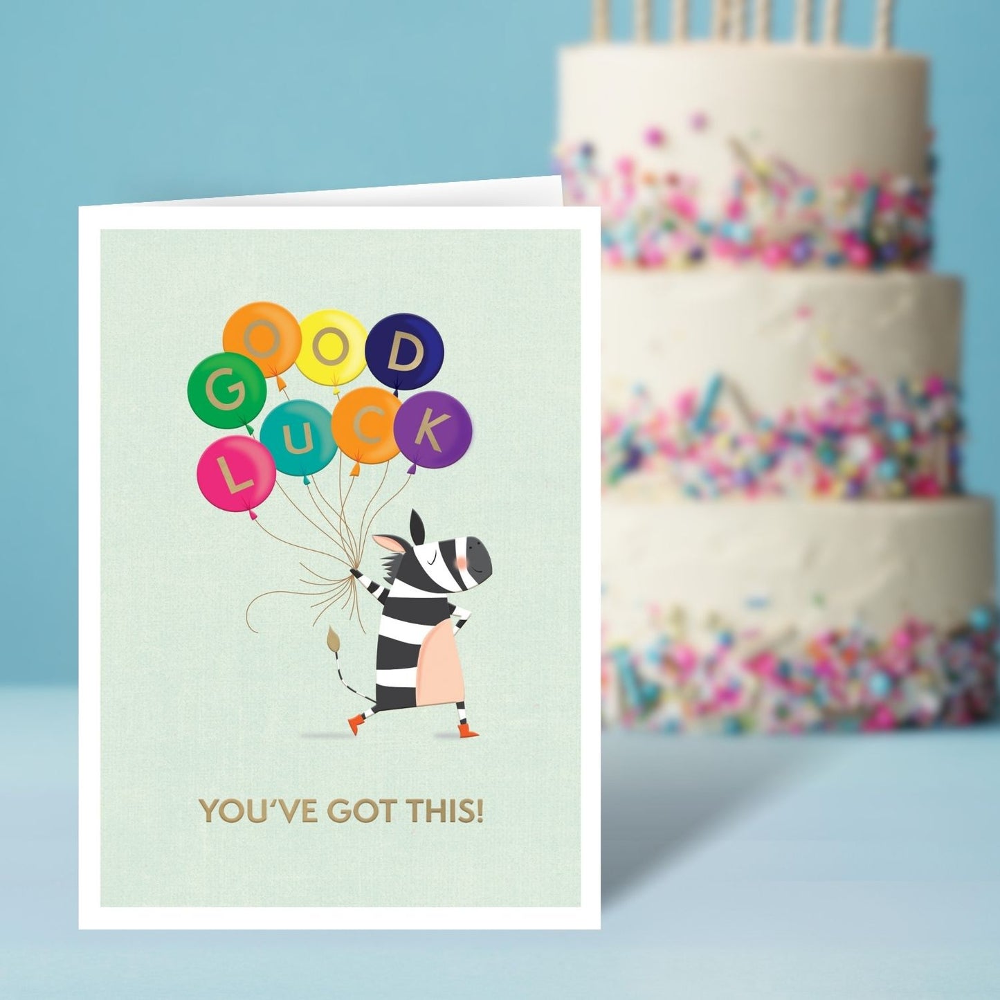 Good Luck You've Got This Zany Zebra Fun! Contemporary Good Luck Greeting Card