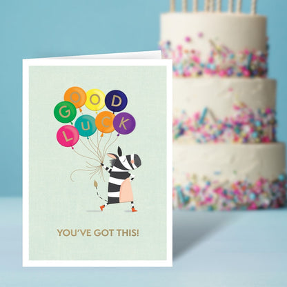 Good Luck You've Got This Zany Zebra Fun! Contemporary Good Luck Greeting Card