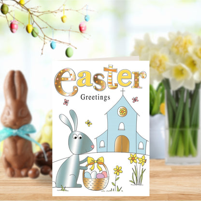 Bunny Easter Hunt Happy Easter Greeting Card