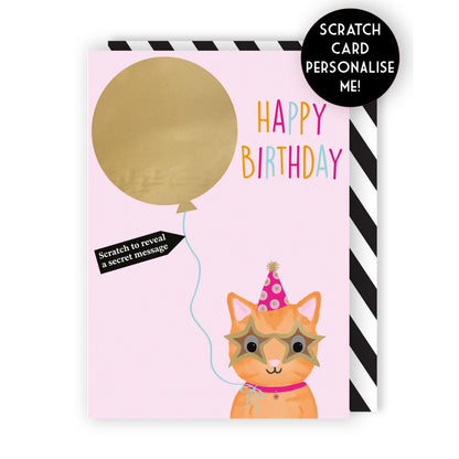 Mystery Message Cat Scratch-To-Reveal Secret Message Birthday Card