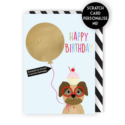Mystery Message Dog Scratch-To-Reveal Secret Message Birthday Card