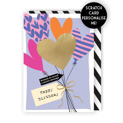 Mystery Message Balloons Scratch-To-Reveal Secret Message Birthday Card