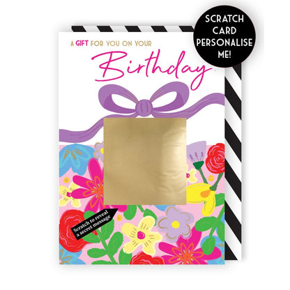Mystery Message Floral Scratch-To-Reveal Secret Message Birthday Card