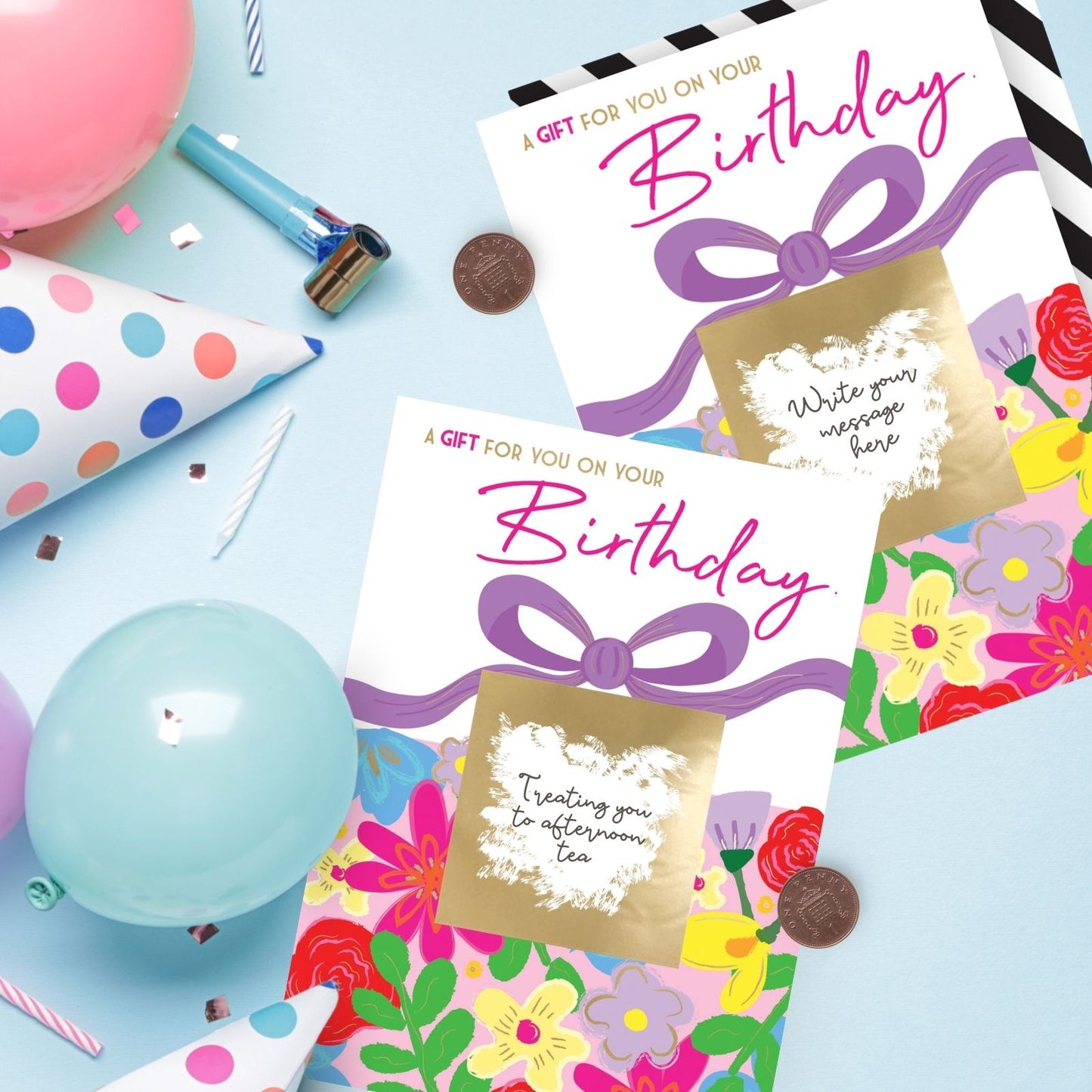 Mystery Message Floral Scratch-To-Reveal Secret Message Birthday Card