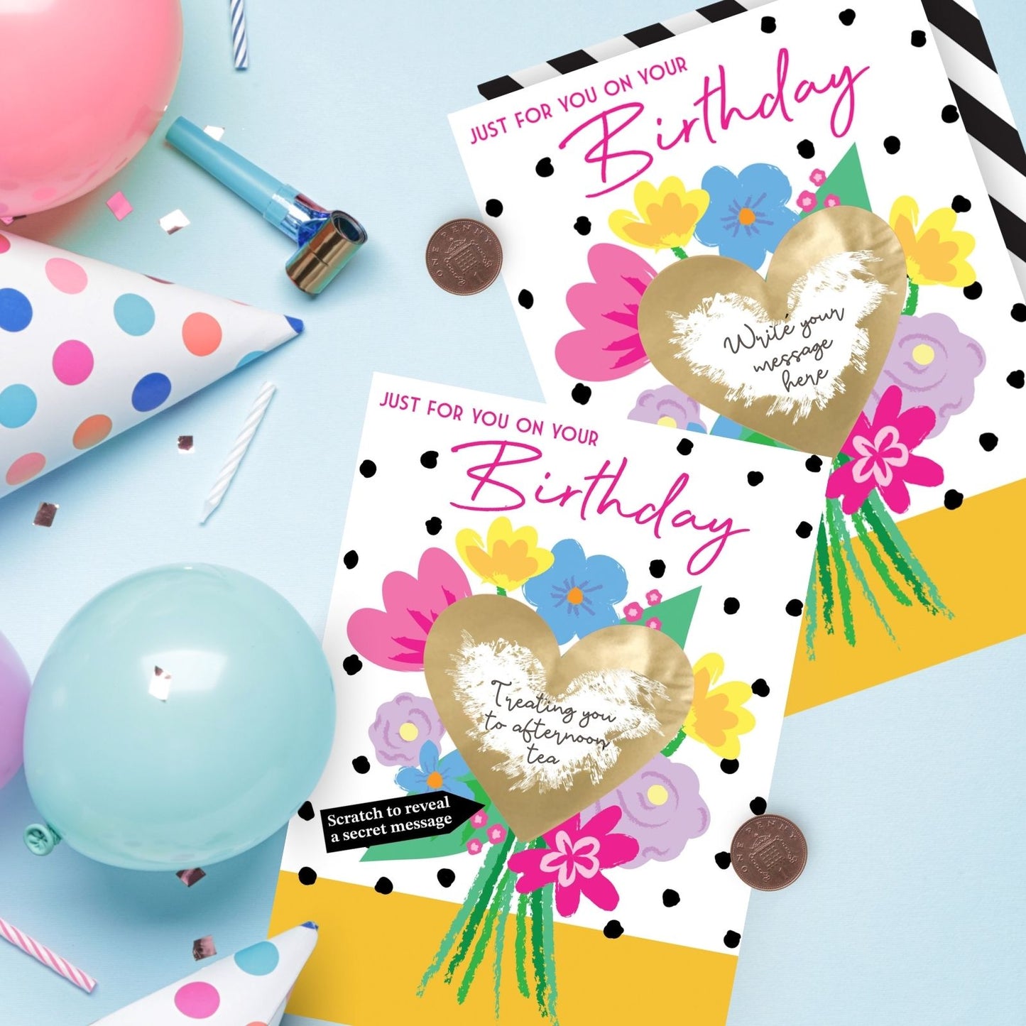 Mystery Message Bouquet Scratch-To-Reveal Secret Message Birthday Card