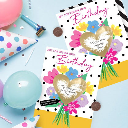 Mystery Message Bouquet Scratch-To-Reveal Secret Message Birthday Card