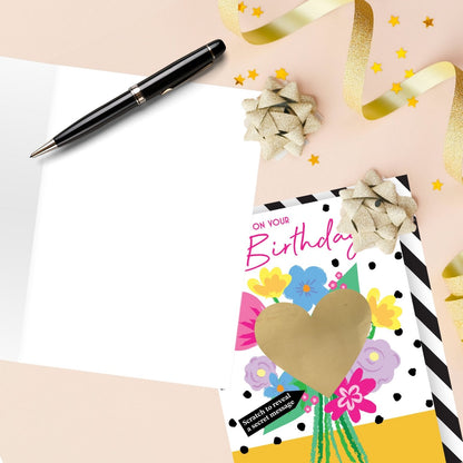 Mystery Message Bouquet Scratch-To-Reveal Secret Message Birthday Card