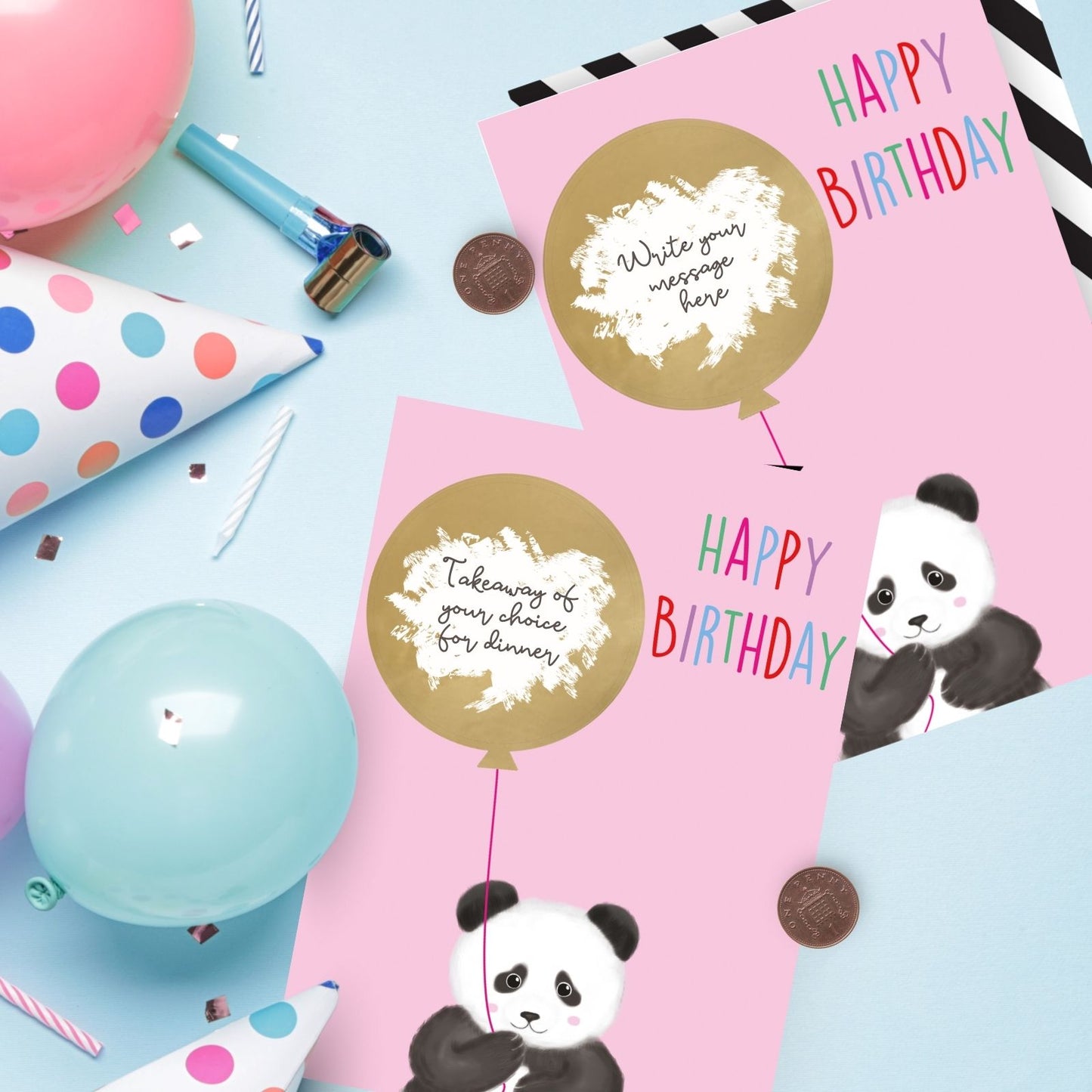 Mystery Message Panda Scratch-To-Reveal Secret Message Birthday Card