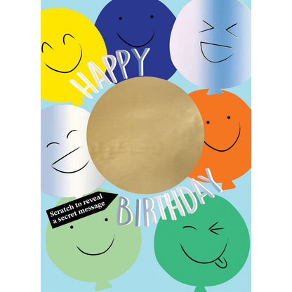 Mystery Message Smiley Faces Scratch-To-Reveal Secret Message Birthday Card