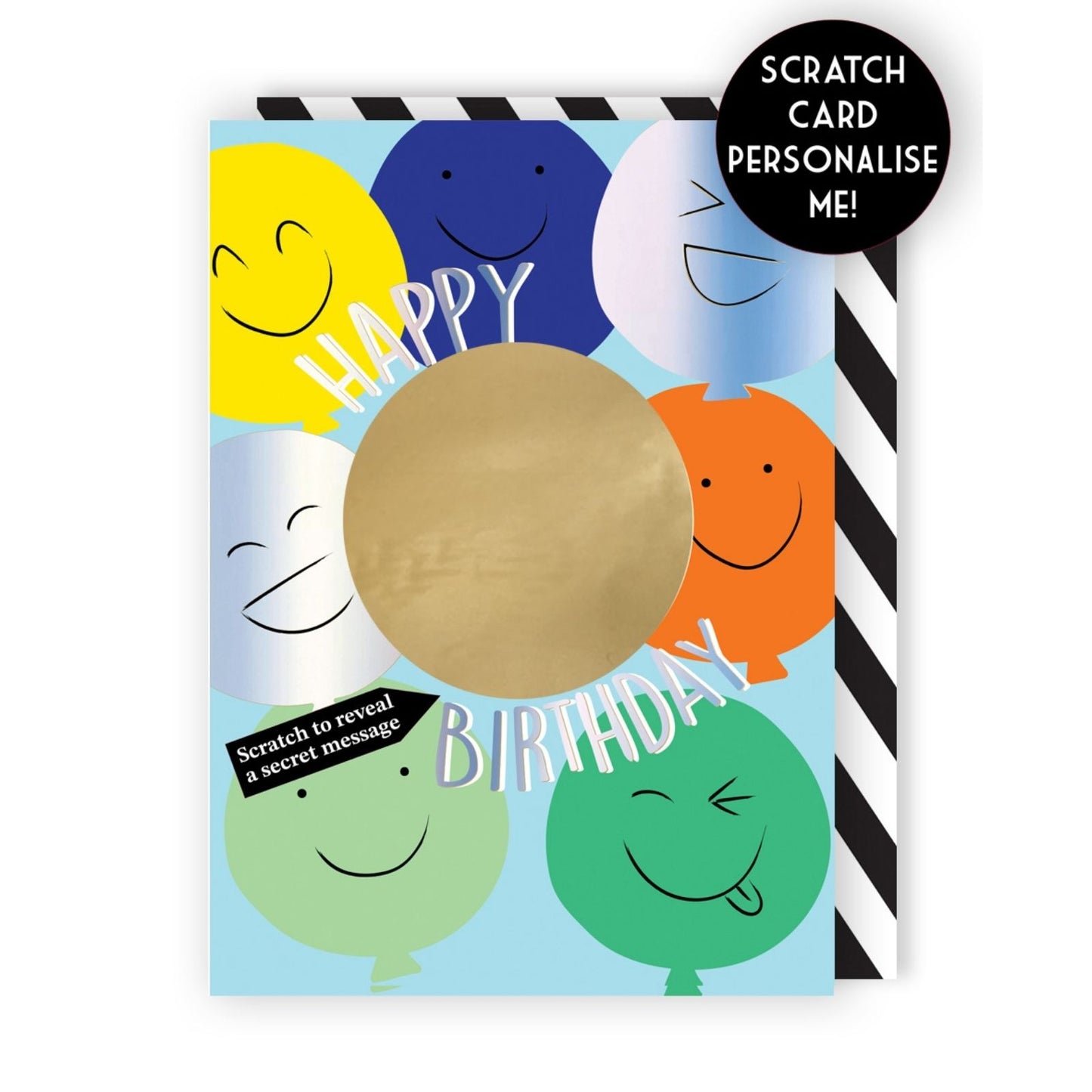 Mystery Message Smiley Faces Scratch-To-Reveal Secret Message Birthday Card