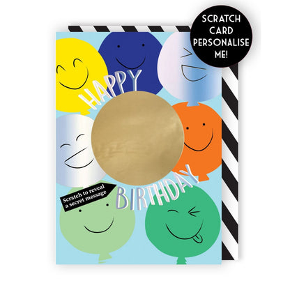 Mystery Message Smiley Faces Scratch-To-Reveal Secret Message Birthday Card