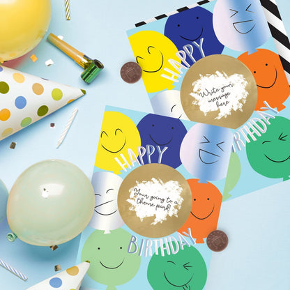 Mystery Message Smiley Faces Scratch-To-Reveal Secret Message Birthday Card