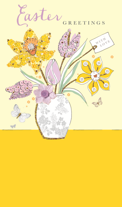 Easter Greetings Flowers & Vase Money Wallet Easter Greeting Card