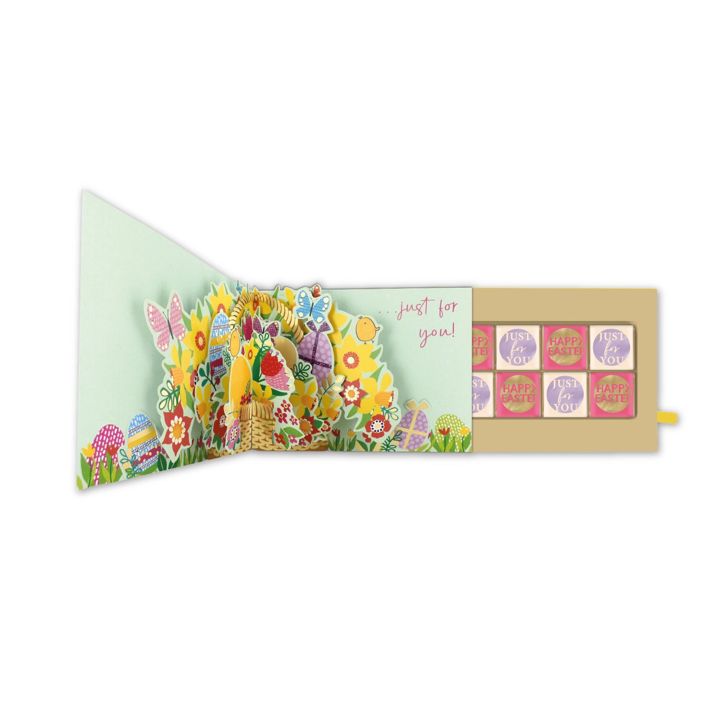 Pop Up Card & Chocolate Treat Tray Easter Wishes Easter Card & Gift