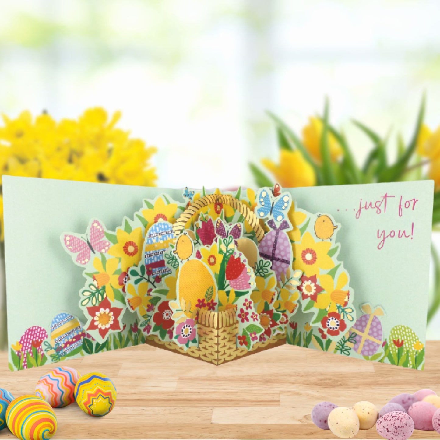 Pop Up Card & Chocolate Treat Tray Easter Wishes Easter Card & Gift