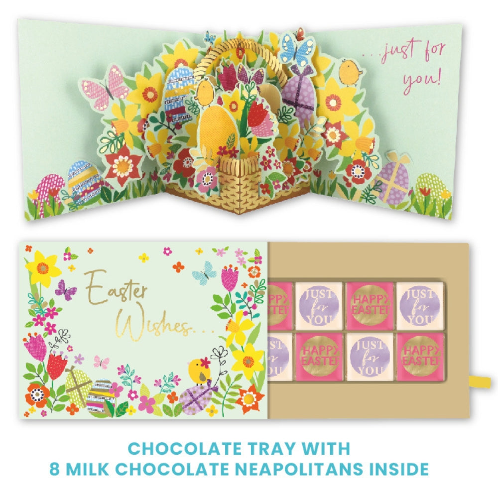 Pop Up Card & Chocolate Treat Tray Easter Wishes Easter Card & Gift