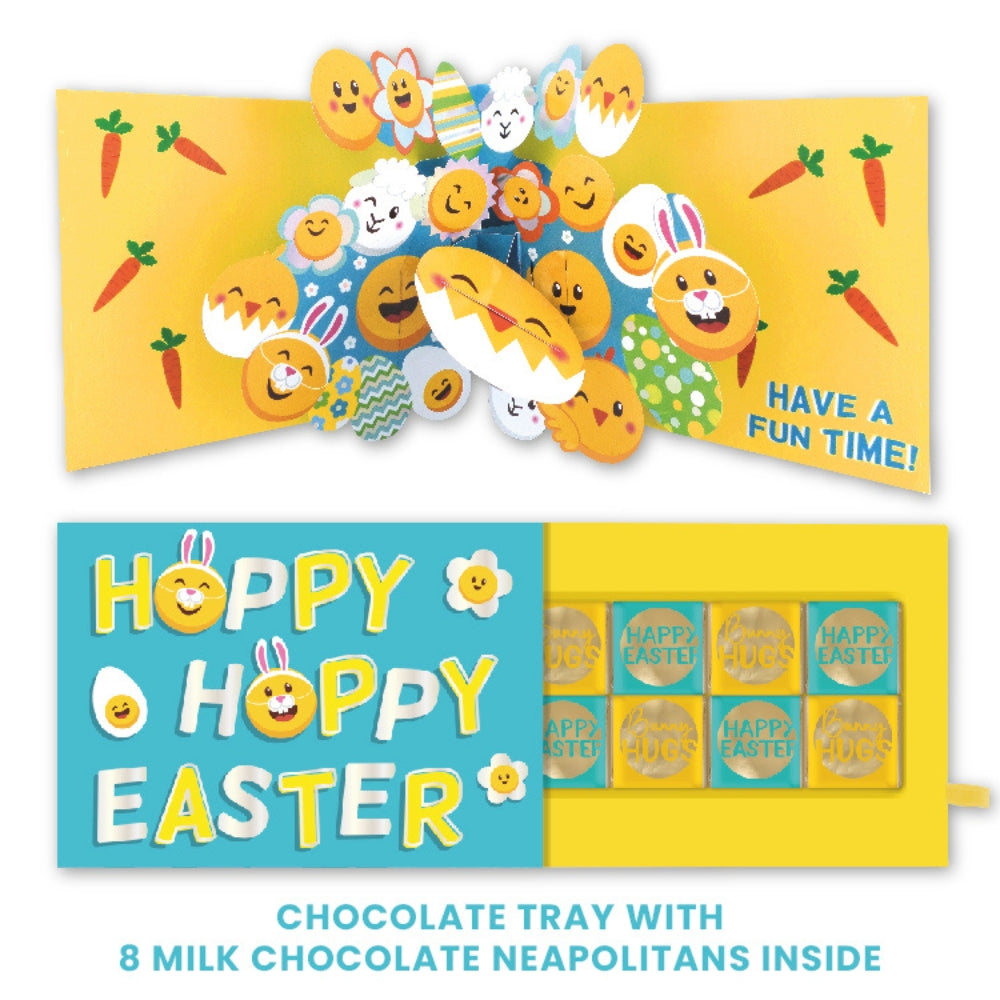 Pop Up Card & Chocolate Treat Tray Hoppy Easter Bunny Easter Card & Gift