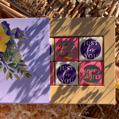 Pop Up Card & Chocolate Treat Tray Floral Bouquet Easter Card & Gift