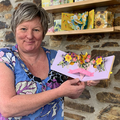 Pop Up Card & Chocolate Treat Tray Floral Bouquet Easter Card & Gift