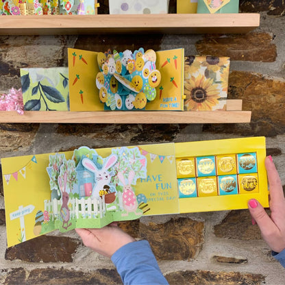 Pop Up Card & Chocolate Treat Tray Easter Egg Hunt Easter Card & Gift