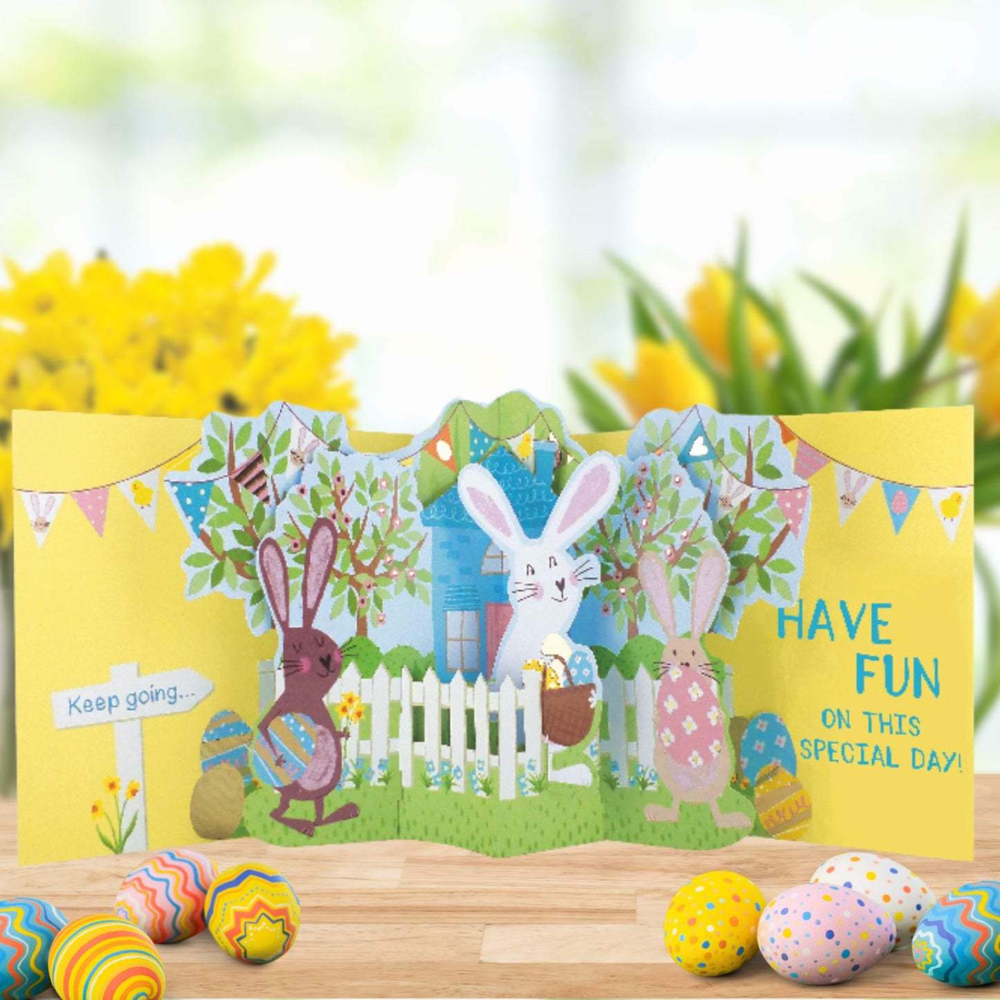 Pop Up Card & Chocolate Treat Tray Easter Egg Hunt Easter Card & Gift