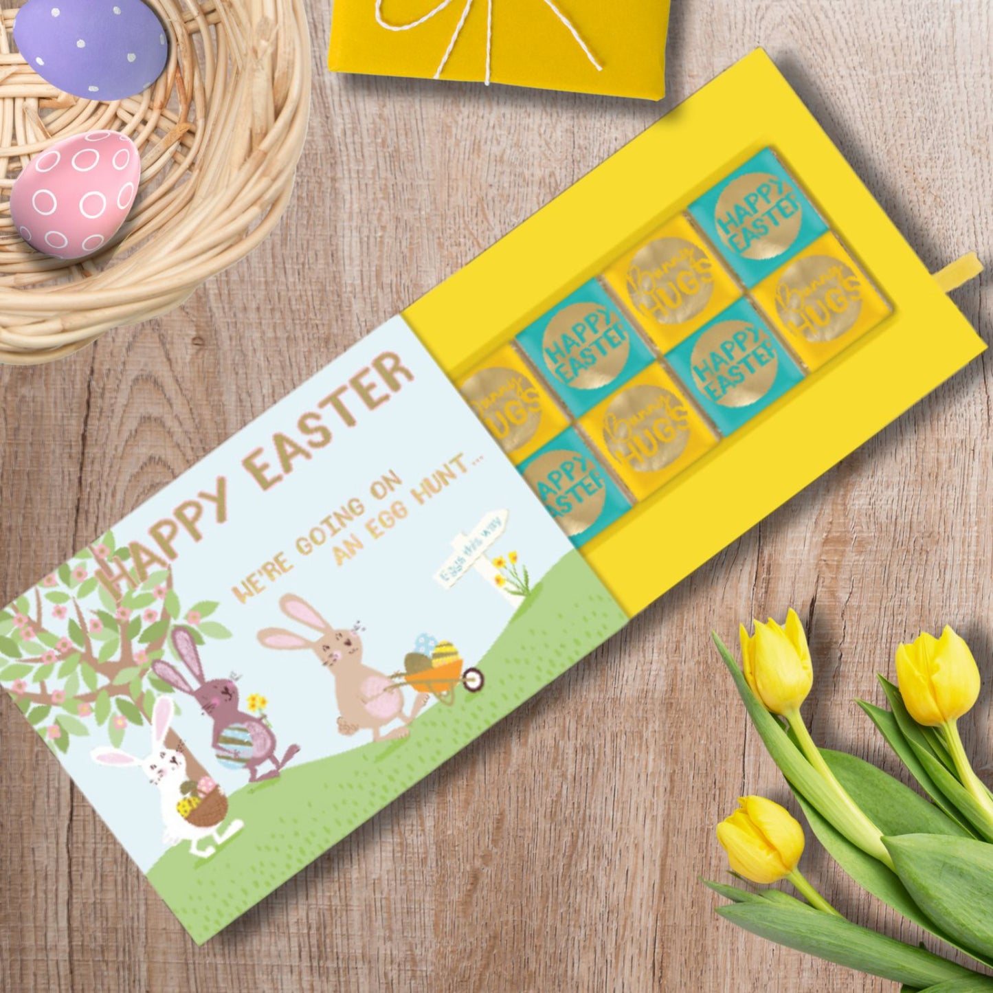 Pop Up Card & Chocolate Treat Tray Easter Egg Hunt Easter Card & Gift