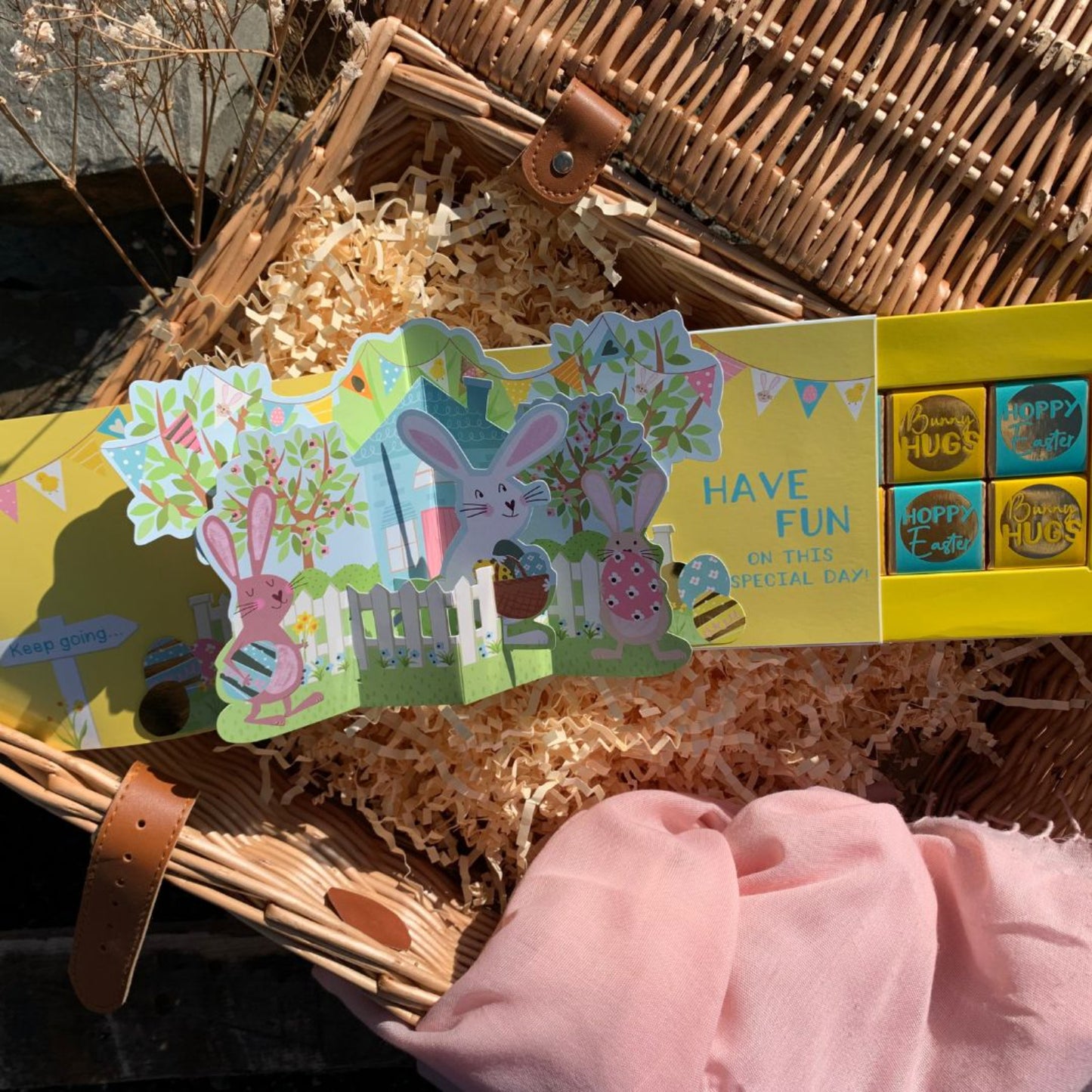 Pop Up Card & Chocolate Treat Tray Easter Egg Hunt Easter Card & Gift