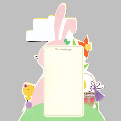 Pink Bunny Shaped Happy Easter 3D Paper Dazzle Greeting Card