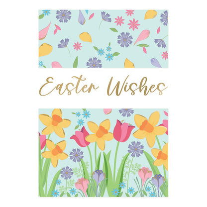 Pack of 5 Pretty Floral Easter Wishes Hospice UK Charity Easter Cards