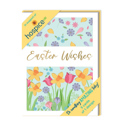 Pack of 5 Pretty Floral Easter Wishes Hospice UK Charity Easter Cards