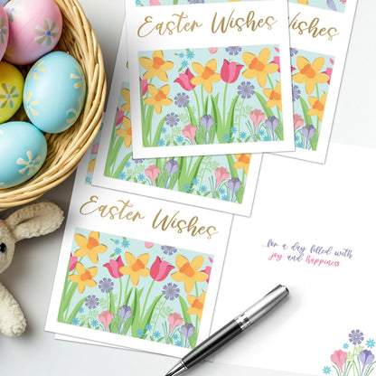 Pack of 5 Pretty Floral Easter Wishes Hospice UK Charity Easter Cards