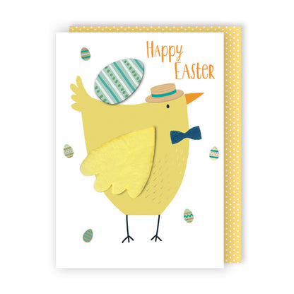 Embellished Happy Easter Chick-A-Doodle-Doo Hand-Finished Easter Greeting Card