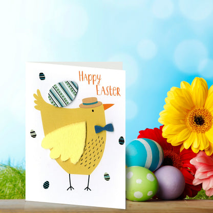 Embellished Happy Easter Chick-A-Doodle-Doo Hand-Finished Easter Greeting Card