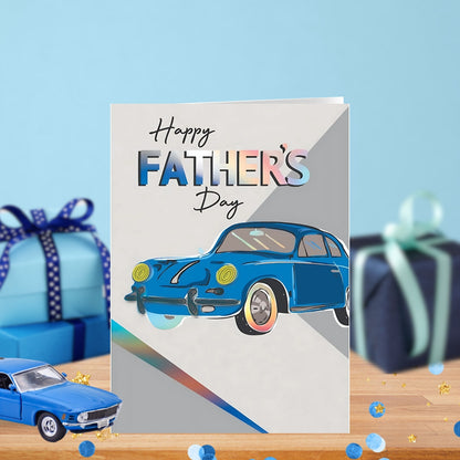 Blue Car Embellished Happy Father's Day Card