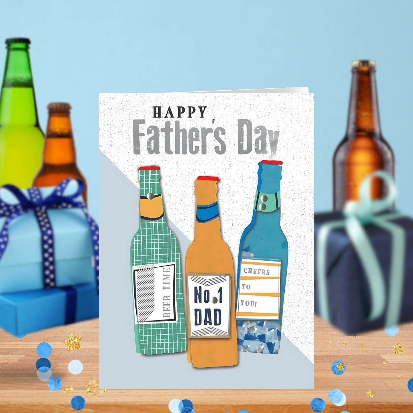 No1 Dad Beer Time Embellished Father's Day Card